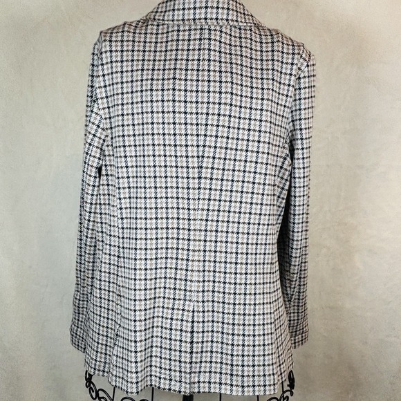 Lands' End Women's Small 6/8 Blazer Stretchy Brown, Cream & Black Plaid Preppy - Picture 2 of 15